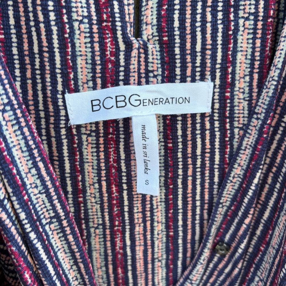 BCBGeneration Women's Sm Striped Surplice V-Neck Sleeveless Jumpsuit Purple Red - Picture 5 of 8